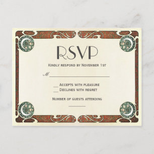 Vintage Art Nouveau RSVP Wedding Postcards I