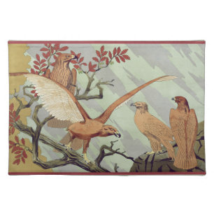 Vintage Art Nouveau Sage Green Eagle Nature Art Cloth Placemat