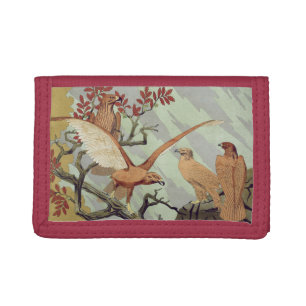 Vintage Art Nouveau Sage Green Eagle Nature Art Tri-fold Wallet