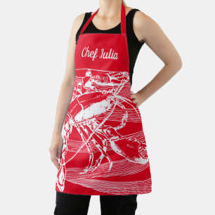 Vintage Art Nouveau Seafood Lobster Apron