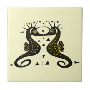 Vintage Art Nouveau Seahorses Ceramic Tile