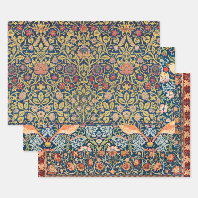 Vintage Art Nouveau Selection of William Morris Wrapping Paper Sheets (Set)