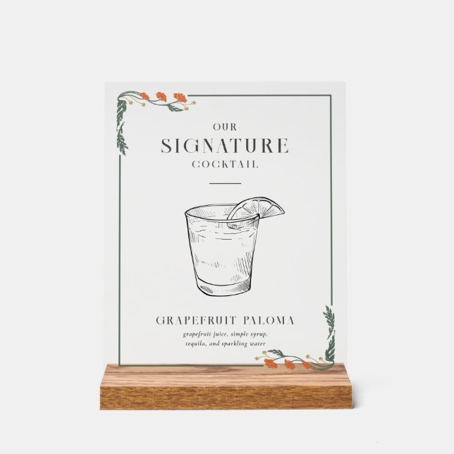 Vintage Art Nouveau Signature Cocktail Sign (Front)