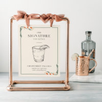 Vintage Art Nouveau Signature Cocktail Sign