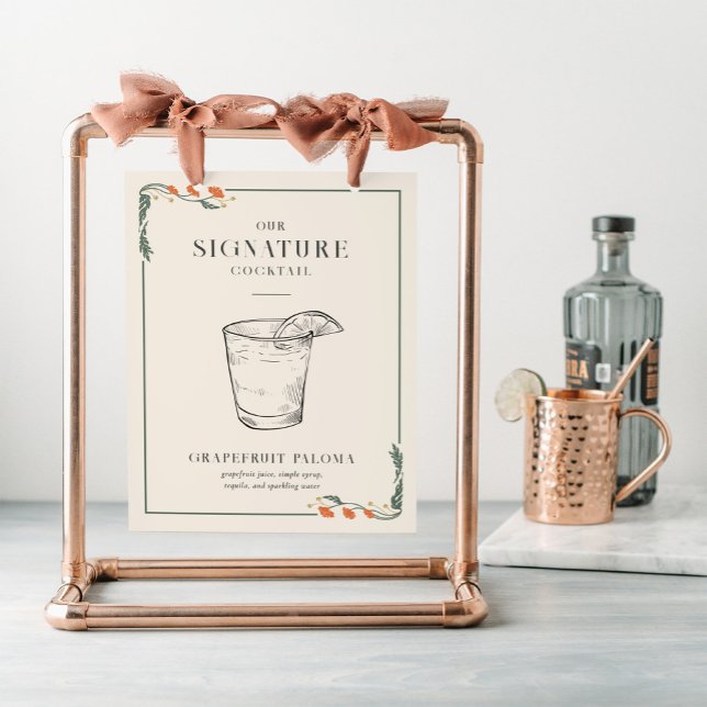 Vintage Art Nouveau Signature Cocktail Sign (Vintage Art Nouveau Signature Cocktail Sign)