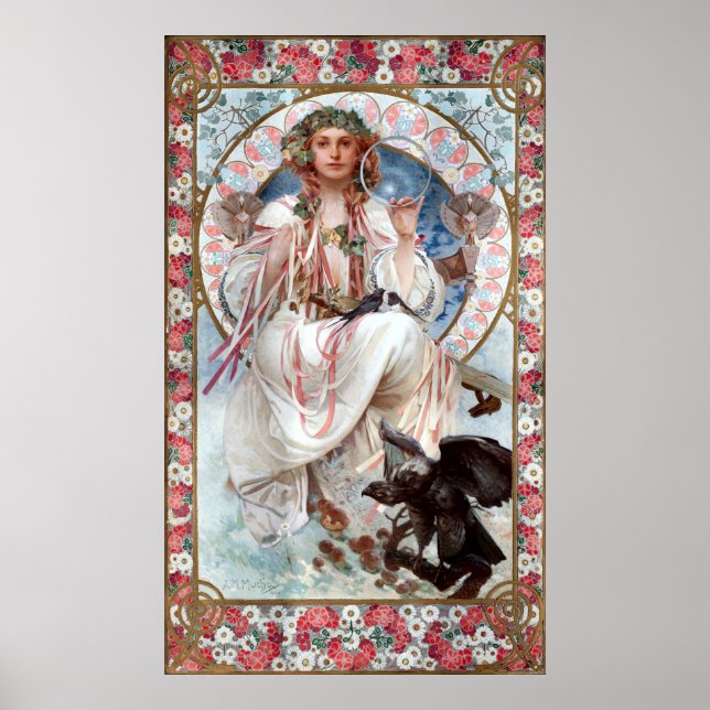 Vintage Art Nouveau "Slávie" by Alphonse Mucha Poster (Front)