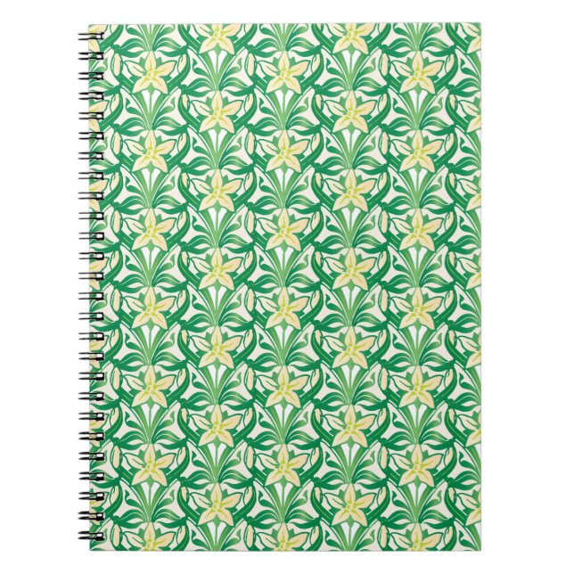 Vintage Art Nouveau snowdrop floral pattern Notebook (Front)