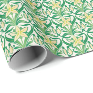 Vintage Art Nouveau snowdrop floral pattern Wrapping Paper