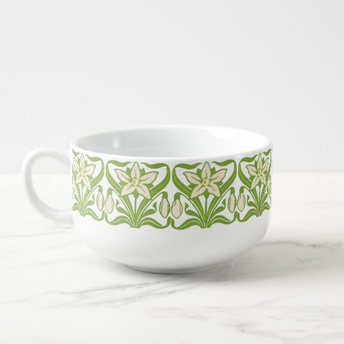 Vintage Art Nouveau snowdrop floral wallpaper Soup Mug
