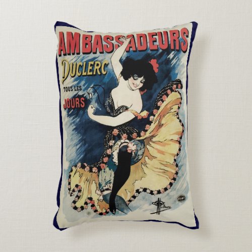 Vintage Art Nouveau Spanish Flamenco Dancer Accent Pillow