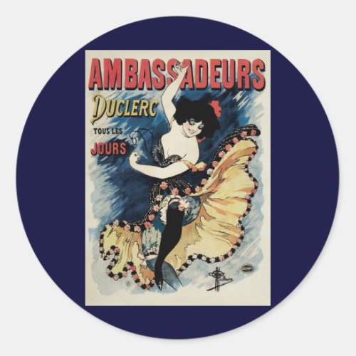 Vintage Art Nouveau Spanish Flamenco Dancer Classic Round Sticker