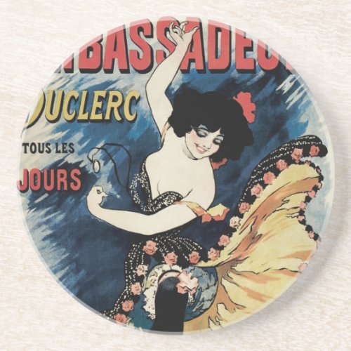 Vintage Art Nouveau Spanish Flamenco Dancer Coaster