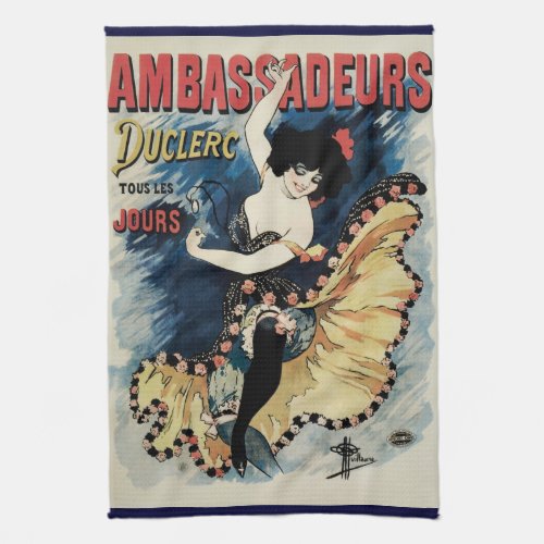 Vintage Art Nouveau Spanish Flamenco Dancer Kitchen Towel