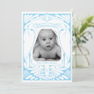 Vintage Art Nouveau Stork Birds Border Birth Announcement