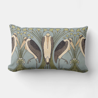 Vintage Art Nouveau Storks Lumbar Pillow