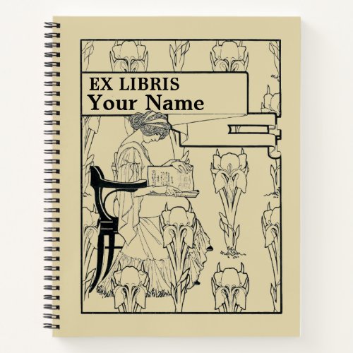 Vintage Art Nouveau Style Ex Libris Template Notebook