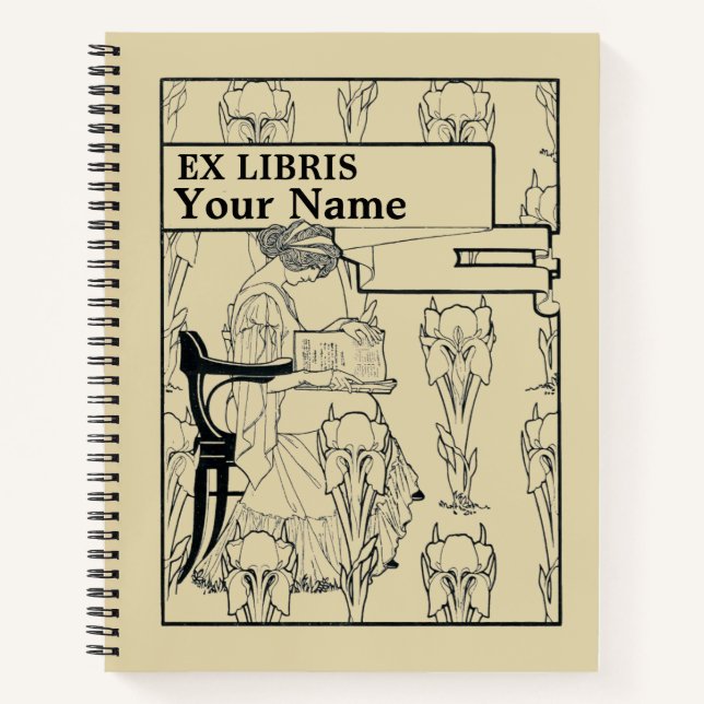 Vintage Art Nouveau Style Ex Libris Template Notebook (Front)