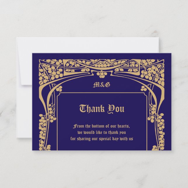 Vintage Art Nouveau Style Wedding Thank You Card (Front)