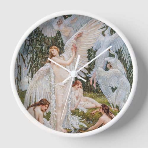 Vintage Art Nouveau Swan Maidens by W Crane Clock