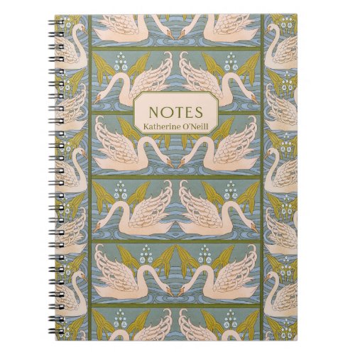 Vintage Art Nouveau Swan Pattern  Notebook