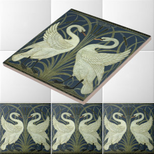 Vintage Art Nouveau Swans by Walter Crane Ceramic Tile