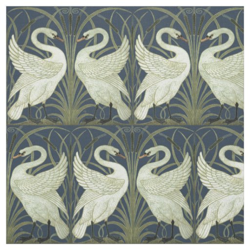 Vintage Art Nouveau Swans by Walter Crane Fabric