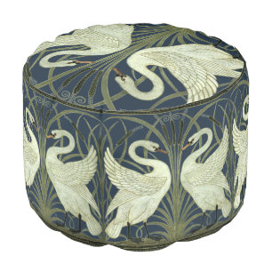 Vintage Art Nouveau Swans by Walter Crane Pouf