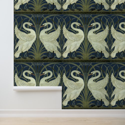 Vintage Art Nouveau Swans by Walter Crane Wallpaper