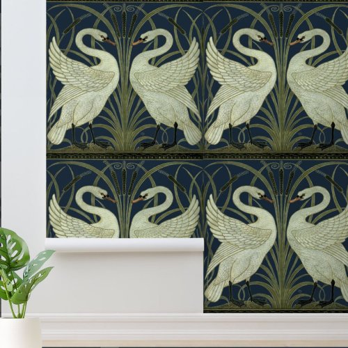 Vintage Art Nouveau Swans by Walter Crane Wallpaper