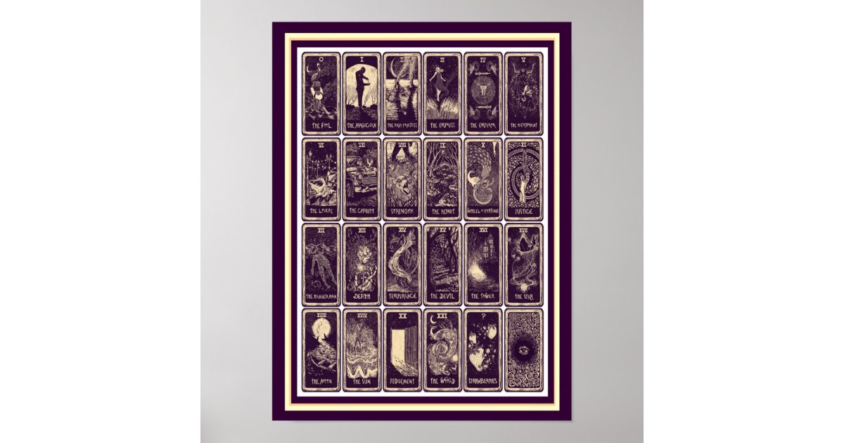 Vintage Art Nouveau Tarot Card Poster 12 x 16 | Zazzle.com