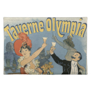 Vintage Art Nouveau, Taverne Olympia Restaurant Cloth Placemat