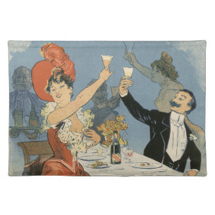 Vintage Art Nouveau, Taverne Olympia Restaurant Cloth Placemat
