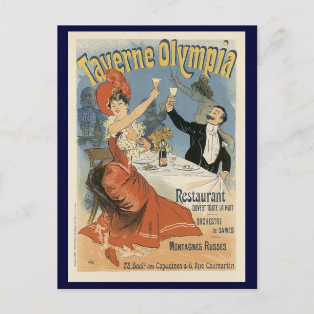 Vintage Art Nouveau, Taverne Olympia Restaurant Postcard (Front)