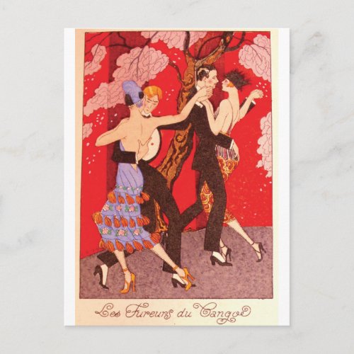 Vintage Art Nouveau  The Fury of Tango Postcard