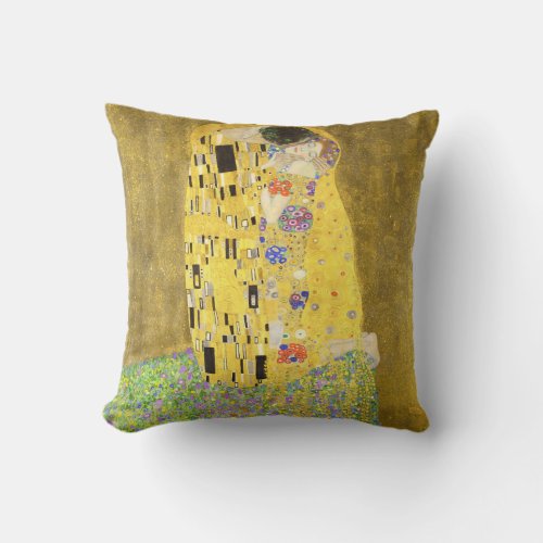 Vintage Art Nouveau The Kiss by Gustav Klimt Throw Pillow