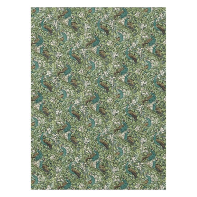 Vintage Art Nouveau The Peacock Garden Pattern Tablecloth (Front)
