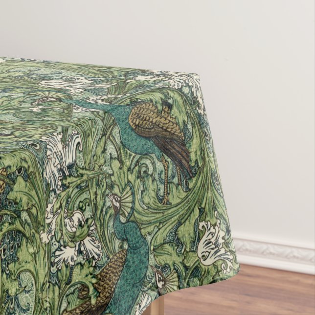 Vintage Art Nouveau The Peacock Garden Pattern Tablecloth (In Situ)
