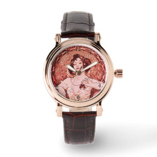 Vintage Art Nouveau The Ruby by Alphonse Mucha Watch