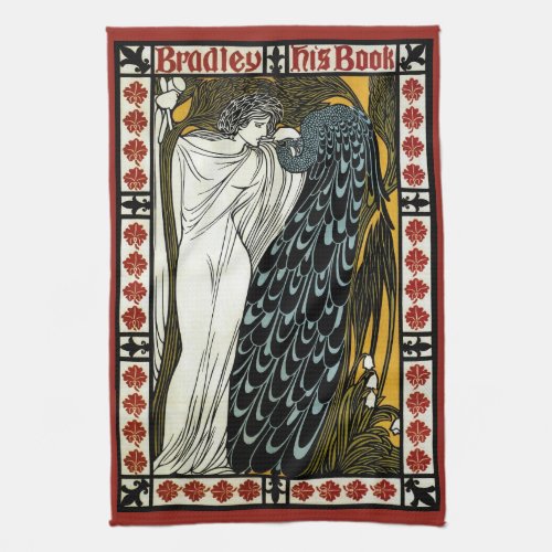 Vintage Art Nouveau This Kiss Woman with Peacock Kitchen Towel