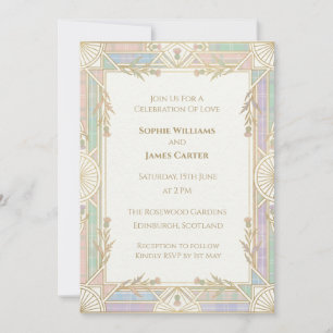 Vintage Art Nouveau Thistle Frame Scottish Wedding Invitation