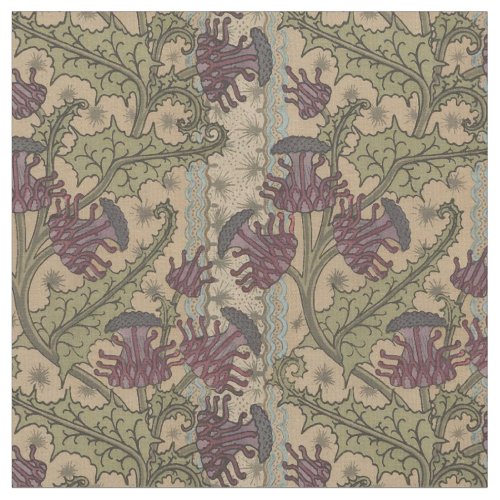 Vintage Art Nouveau Thistle Pattern by J Milesi Fabric