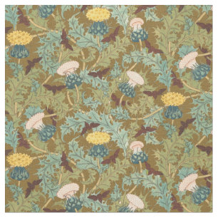Vintage Art Nouveau Thistles & Cicadas Pattern Fabric