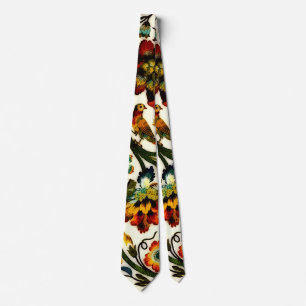 Vintage Art Nouveau Thistles Cicadas Pattern Neck Tie