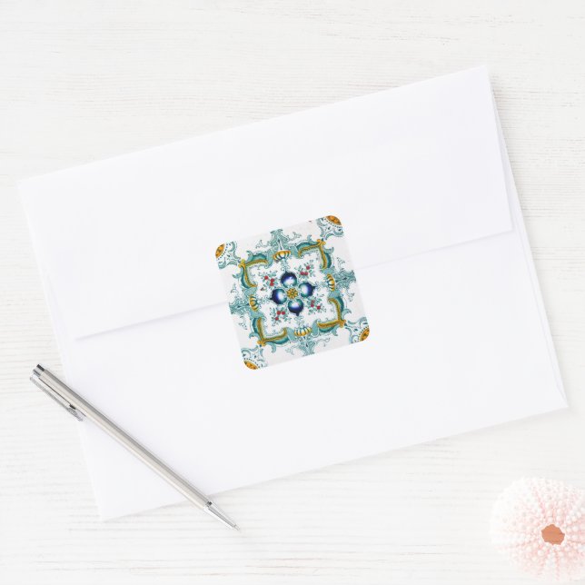 Vintage Art Nouveau Tile Square Sticker (Envelope)