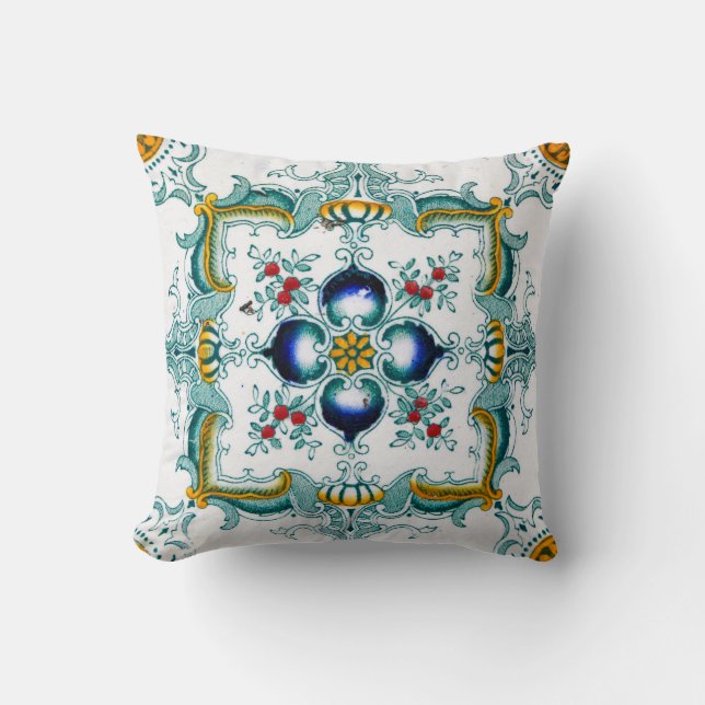 Vintage Art Nouveau Tile Throw Pillow (Front)