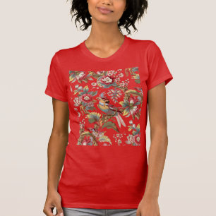 Vintage Art Nouveau Tropical Parrots Pattern T-Shirt