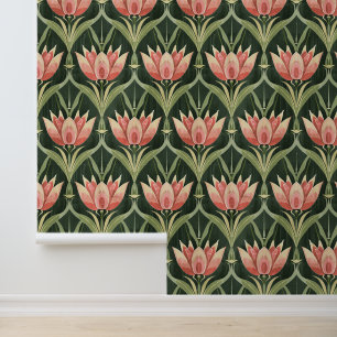 Vintage Art Nouveau Tulip Pattern Removable Wallpaper
