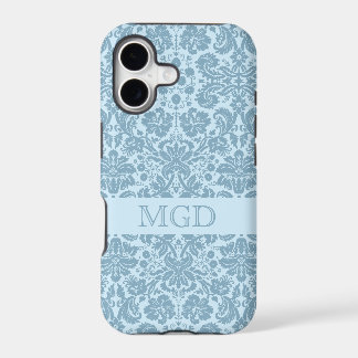 Vintage art nouveau turquoise floral monogram iPhone 17 case