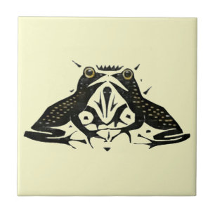 Vintage Art Nouveau Two Frogs Ceramic Tile