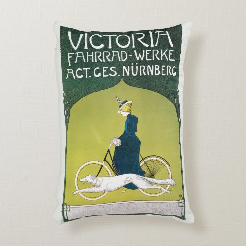 Vintage Art Nouveau Victoria Fahrrad Werke Rehm Accent Pillow
